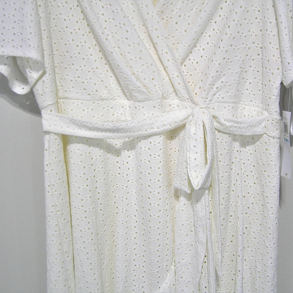 NWT White Eyelet Dress Faux Wrap Size 20W - Picture 9 of 15